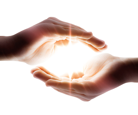 light in his hands