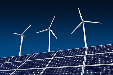 Wind Turbine and Solar Panel (computer generated image)