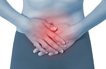 Acute pain in a woman stomach