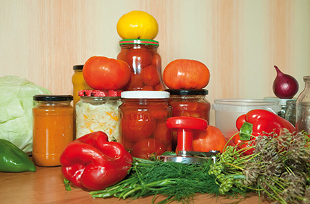 Close up of marinating vegetables in the kitchen