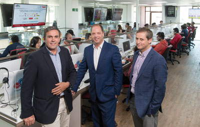 Héctor Lizama, Gerente de Operaciones de Mundo Pacífico; Enrique Coulembier Picchi, Gerente General, y Harry Cea, Gerente Comercial de Mundo Pacífico.