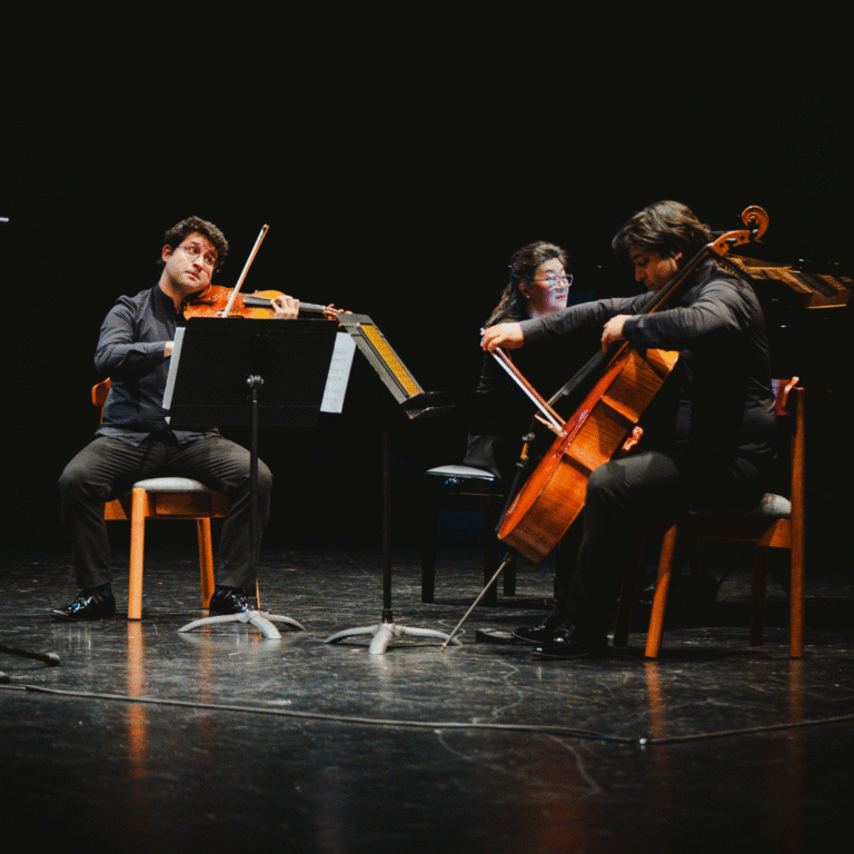 Una de las piezas fue interpretada por Patricio Velasquez (violín), Samuel Olivera (violoncello) y Liza Chung (piano). | Foto: @imricardinho